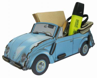 WERKHAUS Zettelbox VW Käfer Cabrio blau