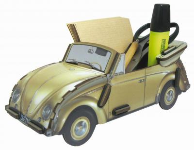 WERKHAUS Zettelbox VW Käfer Cabrio gold