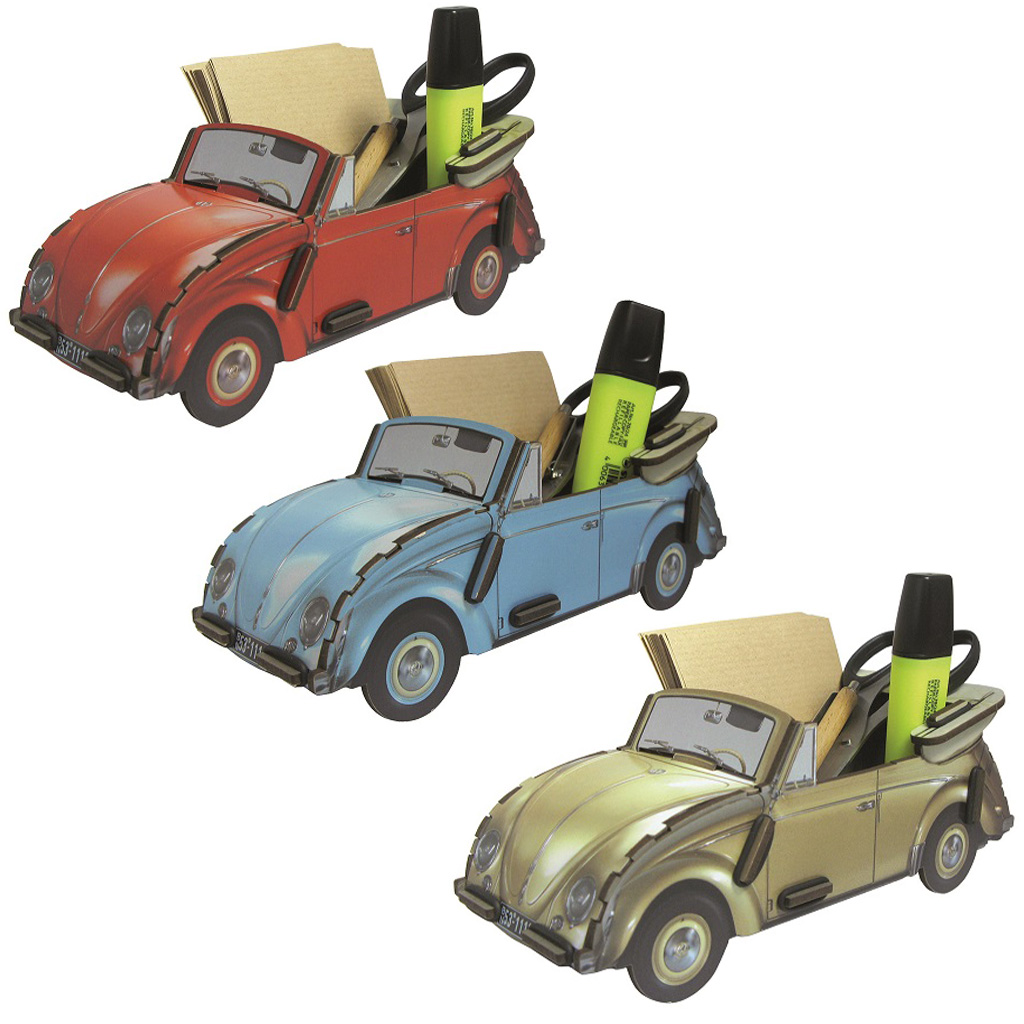 Zettelbox VW Käfer Cabriolet - rot, Stifteboxen für Schreibtisch, Schreiben, Malen, Zeichnen, Spiele & Geschenke